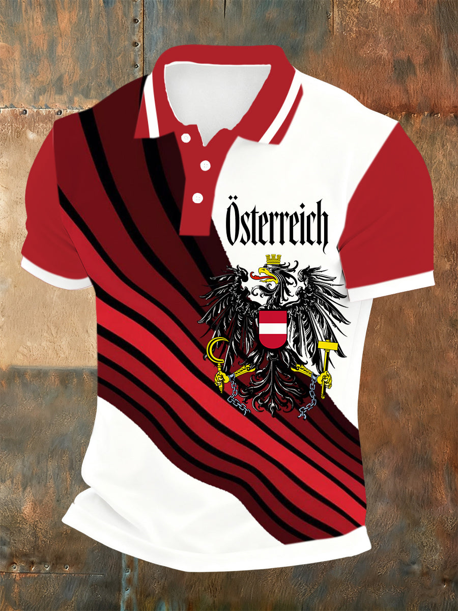 Herren-Polo-Shirt mit österreichisch inspirierten Print