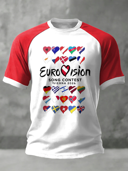 Retro Österreich 2026 Song Contest Flagge lässig T-Shirt