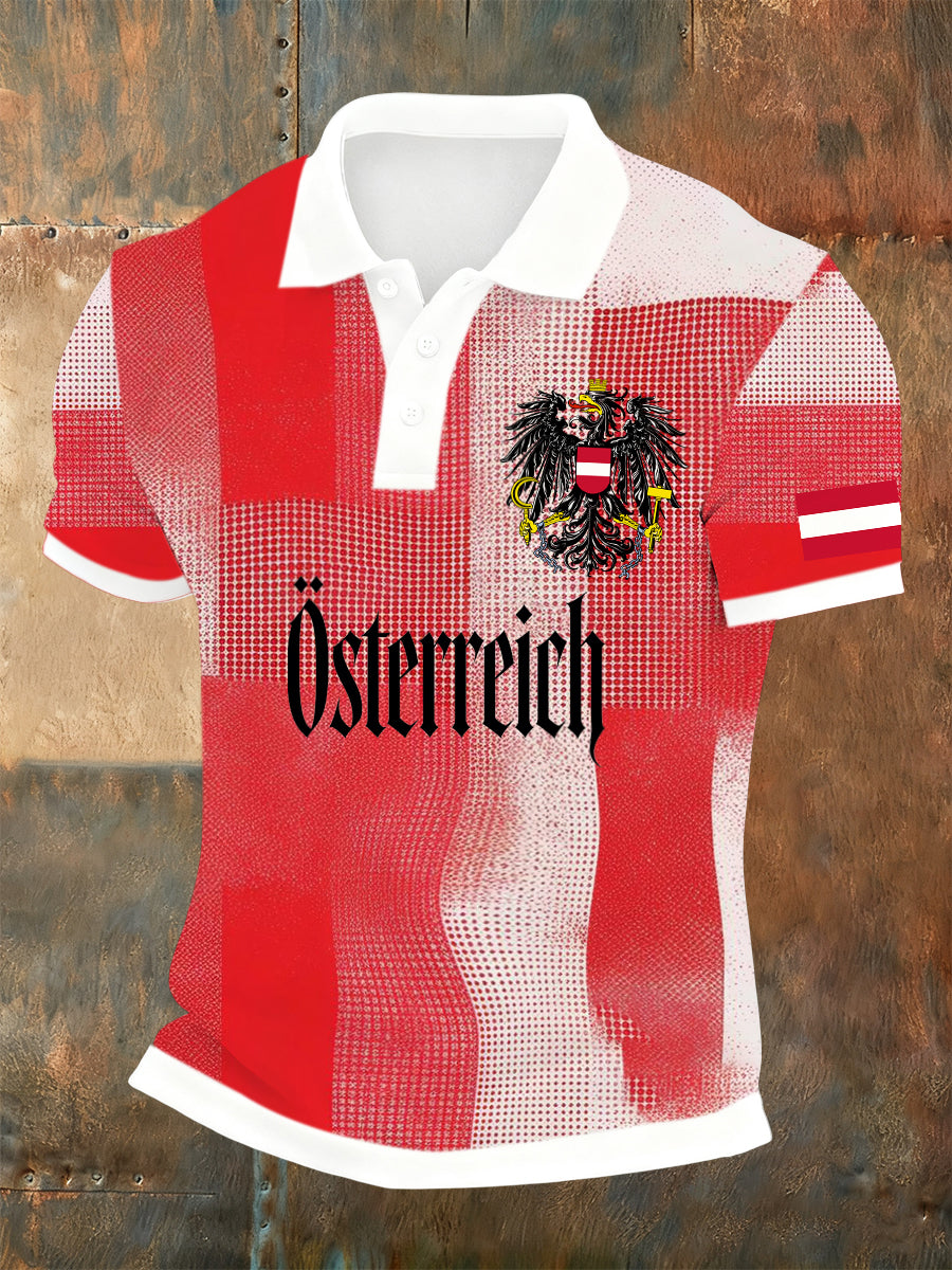 Herren-Polo-Shirt mit österreichisch inspirierten Print