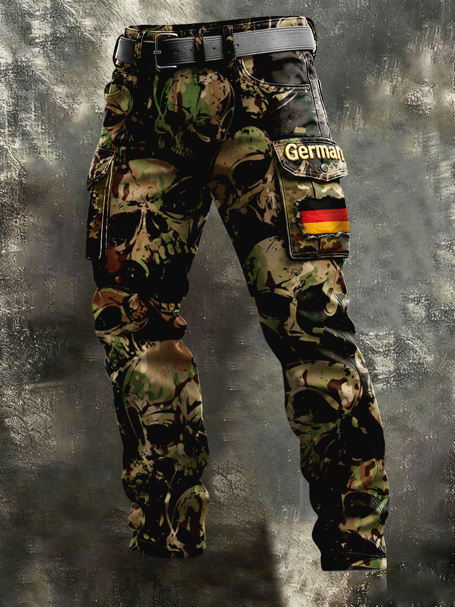 Herren-Totenkopf-Camouflage-Print-Freizeit hose