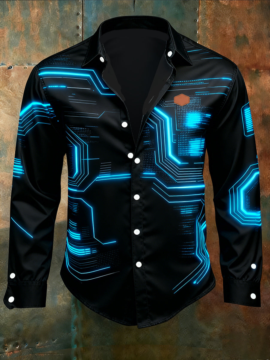 Herren Vintage Kunstdruck Business Casual Shirt