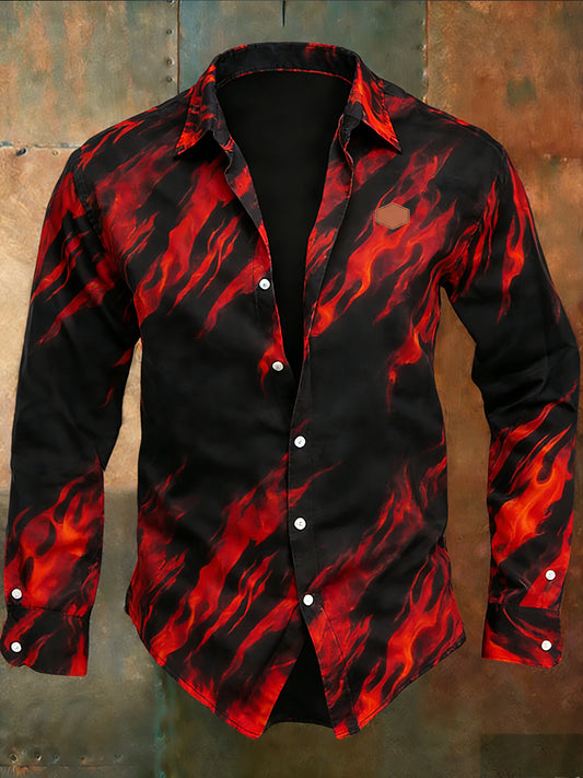 Herren Vintage Kunstdruck Business Casual Shirt