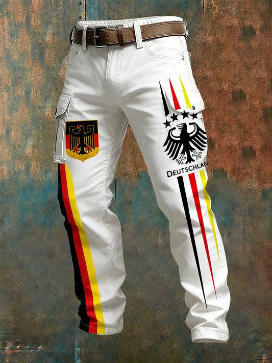 Herren Vintage Deutsche Flagge Print Freizeit-Cargo hosen