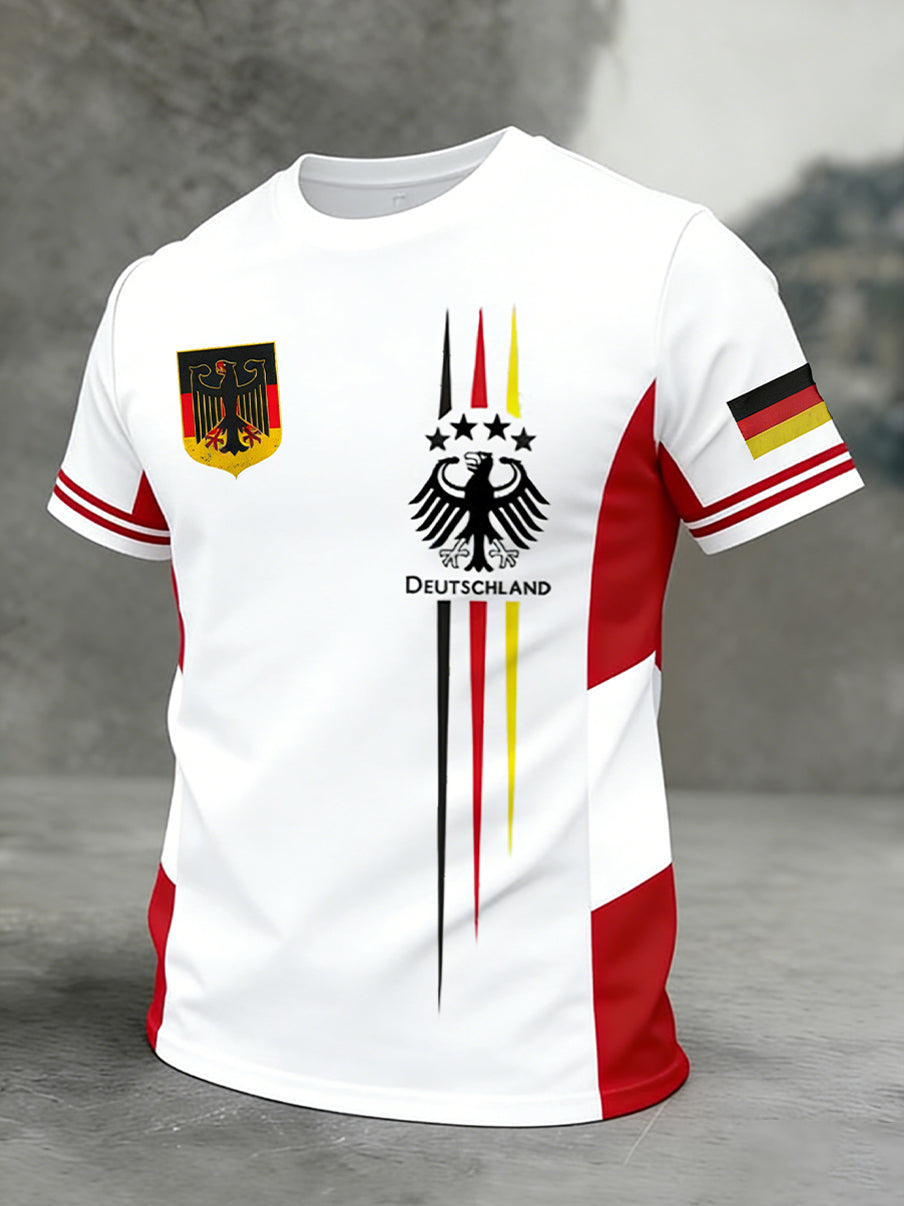 Herren Vintage deutsche Flagge Print Casual T-Shirt