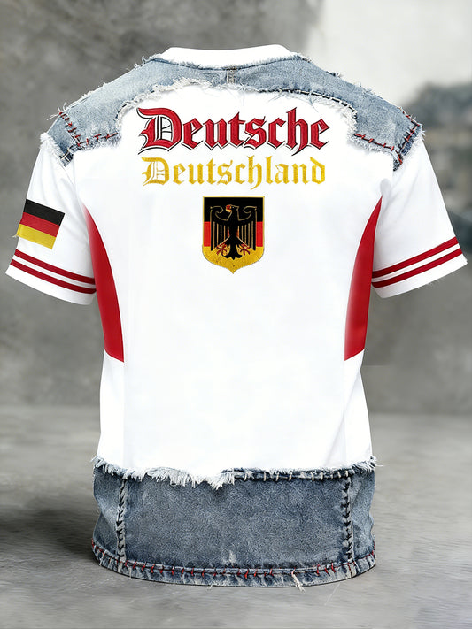 Herren Vintage deutsche Flagge Print Casual T-Shirt
