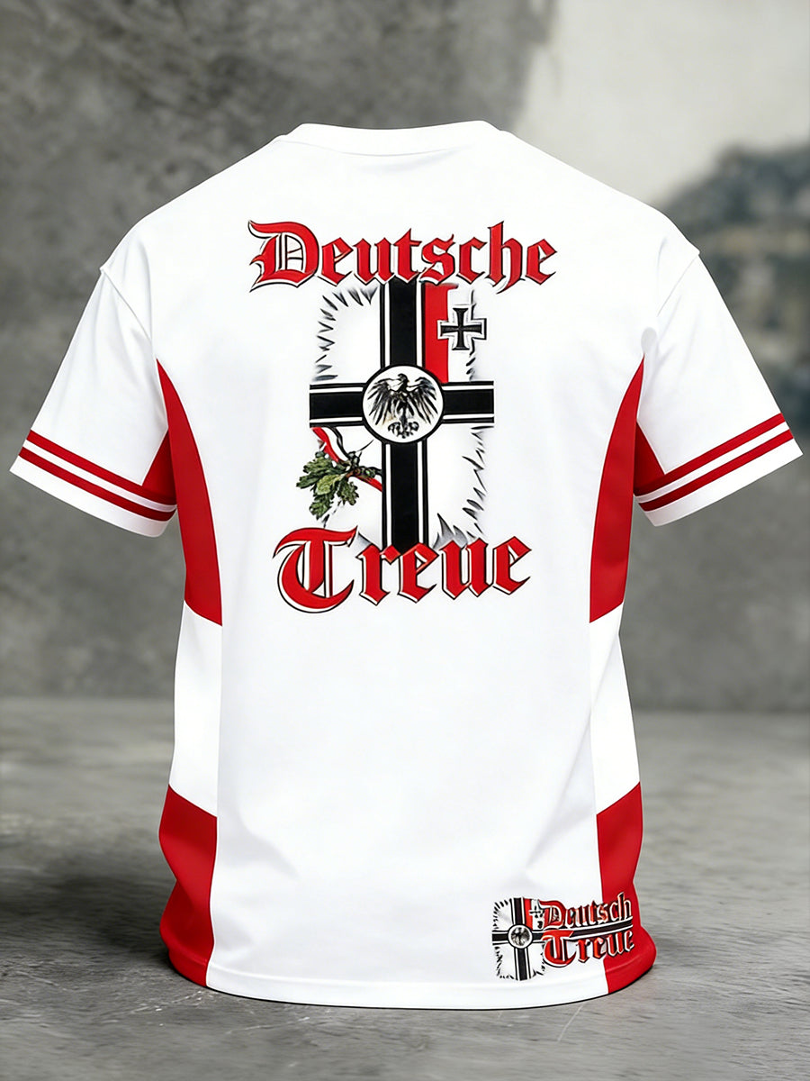 Herren Vintage deutsche Flagge Print Casual T-Shirt