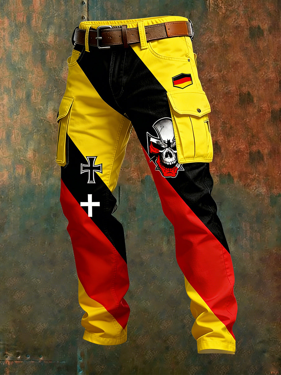 Herren Vintage Deutsche Flagge Print Freizeit-Cargo hosen