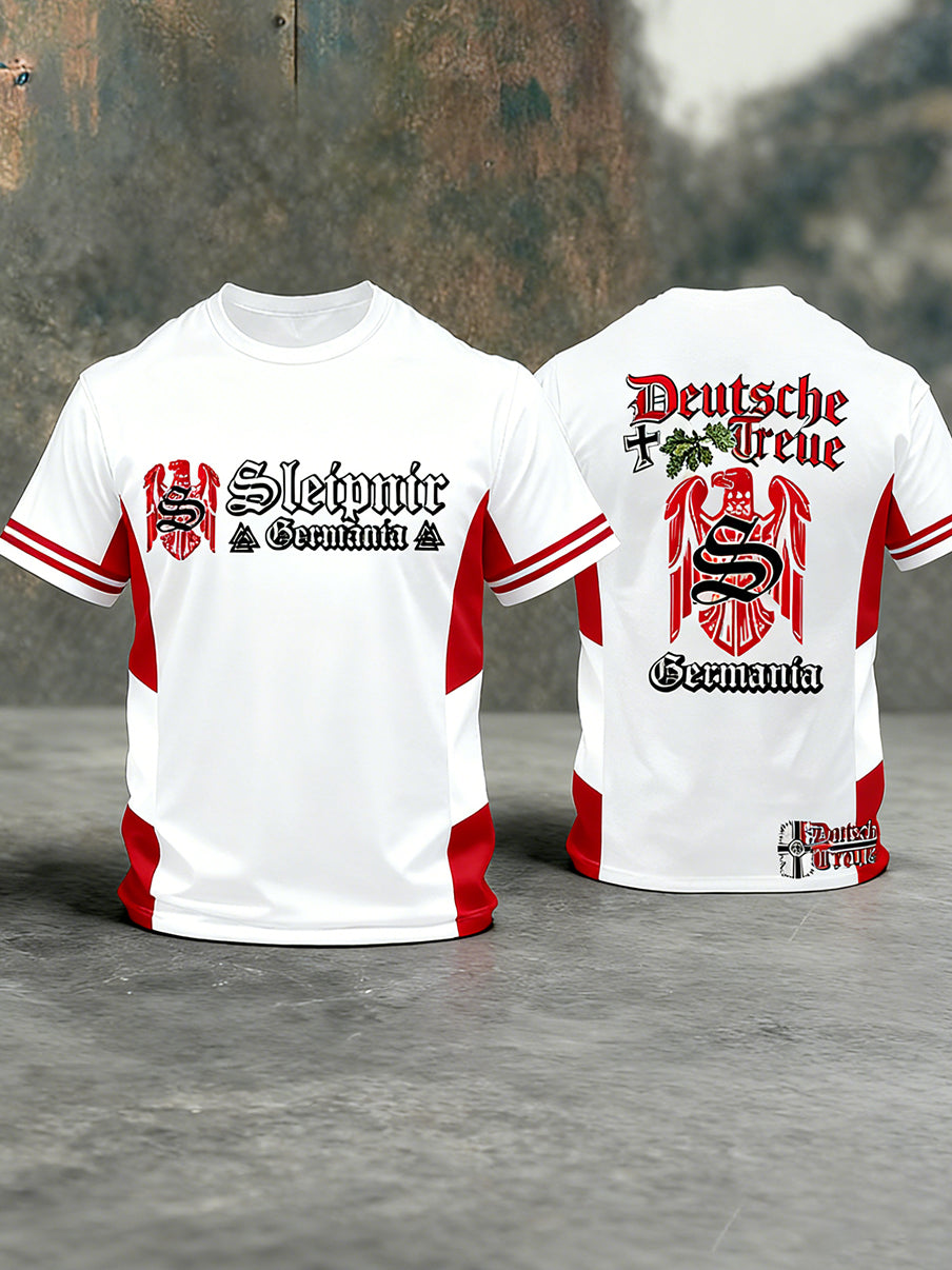 Herren Vintage deutsche Flagge Print Casual T-Shirt