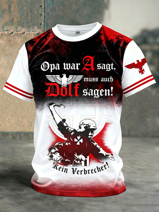 Herren Vintage deutsche Flagge Print Casual T-Shirt