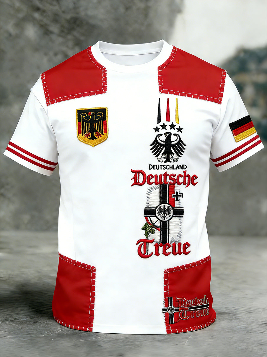 Herren Vintage deutsche Flagge Print Casual T-Shirt