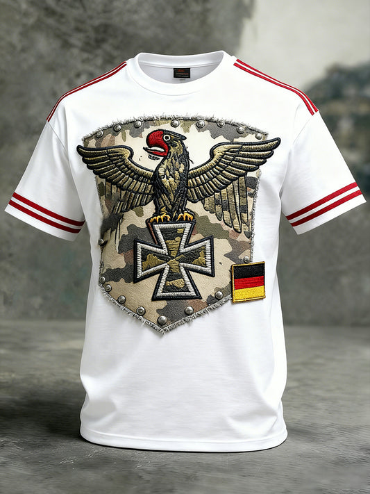 Herren Vintage deutsche Flagge Print Casual T-Shirt