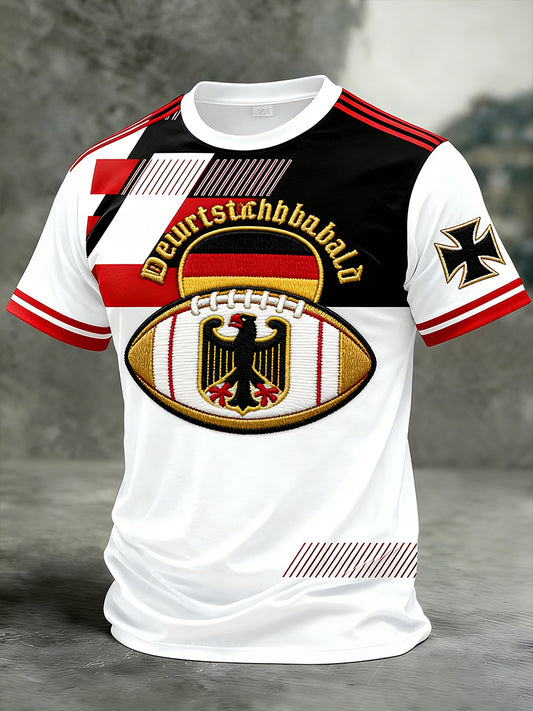 Herren Vintage deutscher Rugby-Fan bedrucktes lässiges T-Shirt