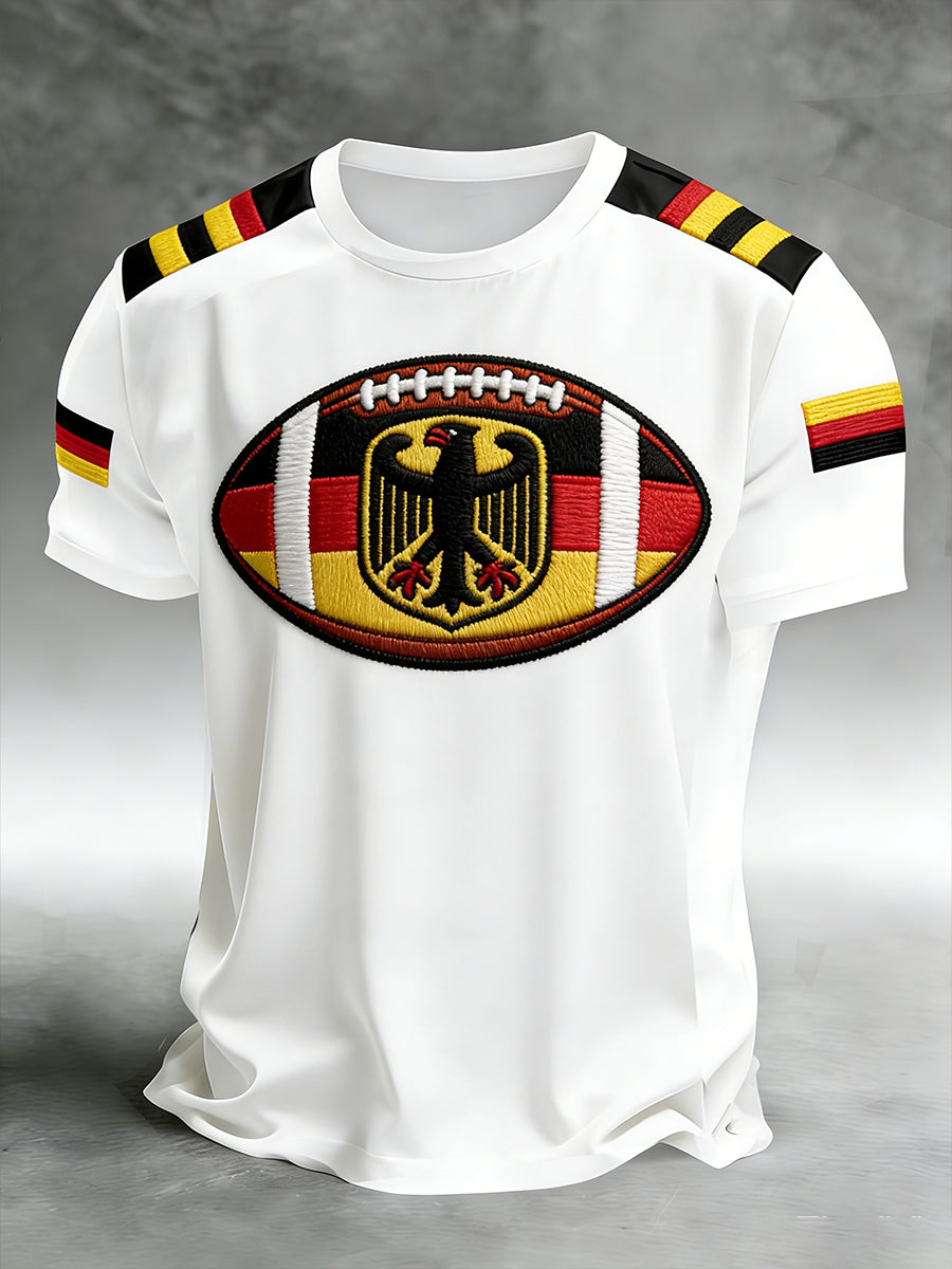 Herren Vintage deutscher Rugby-Fan bedrucktes lässiges T-Shirt