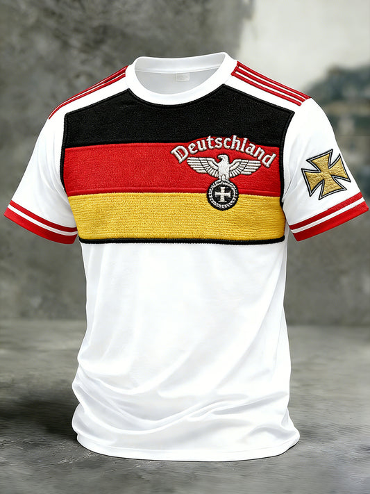 Herren Vintage deutsche Flagge Print Casual T-Shirt