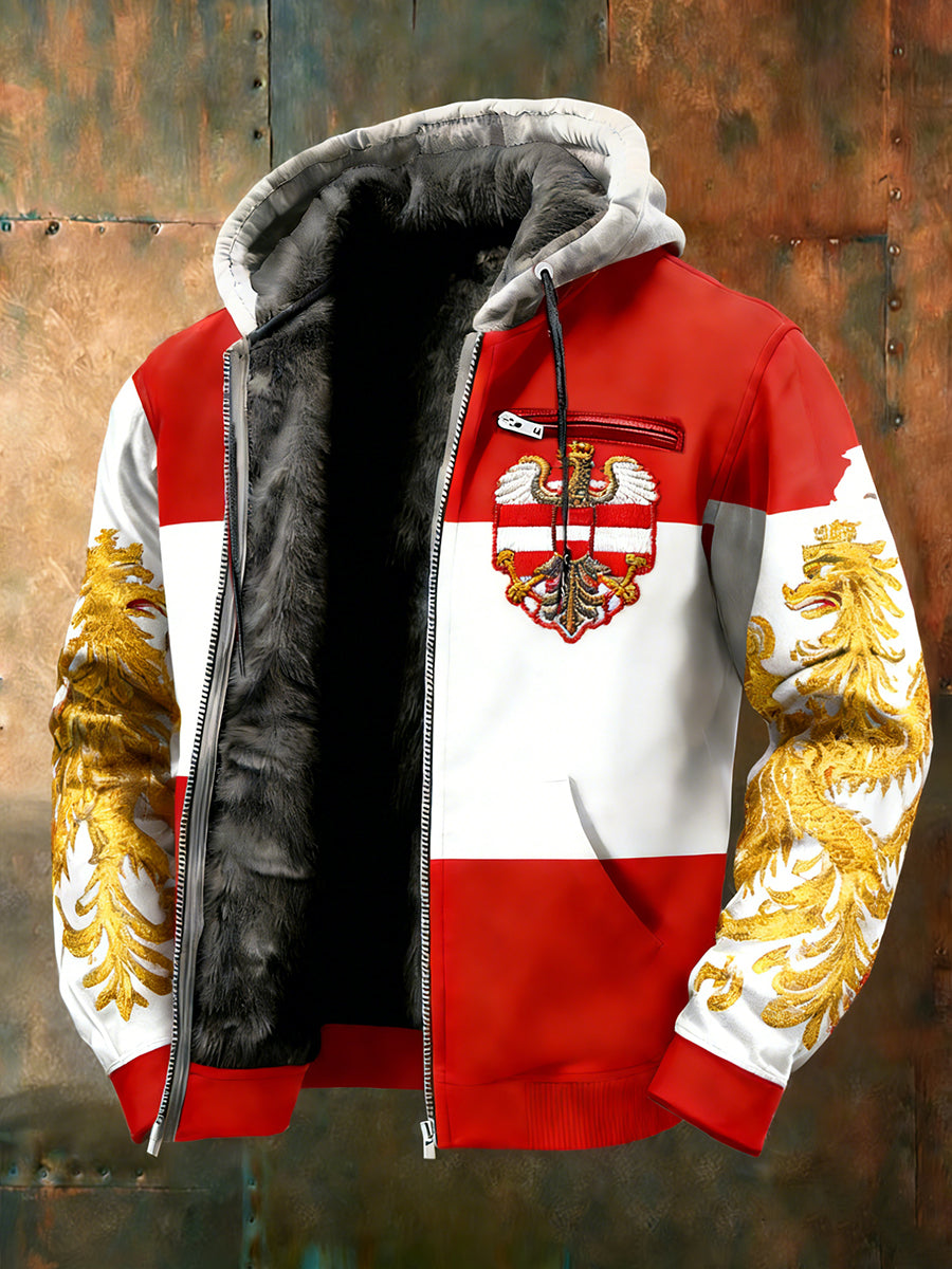 Herren Vintage Österreich ische Flagge Emblem Fleece-Ausgekleidet Kapuzen jacke