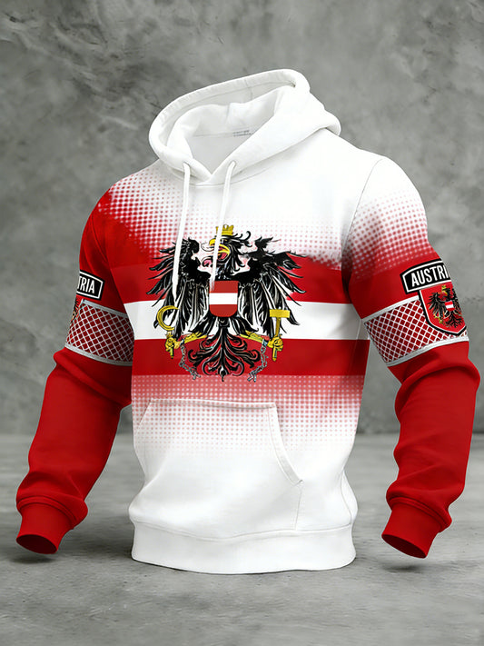Retro Österreich ische Flagge Muster Casual Waffel-Strick bequemes Kapuzen-Sweatshirt