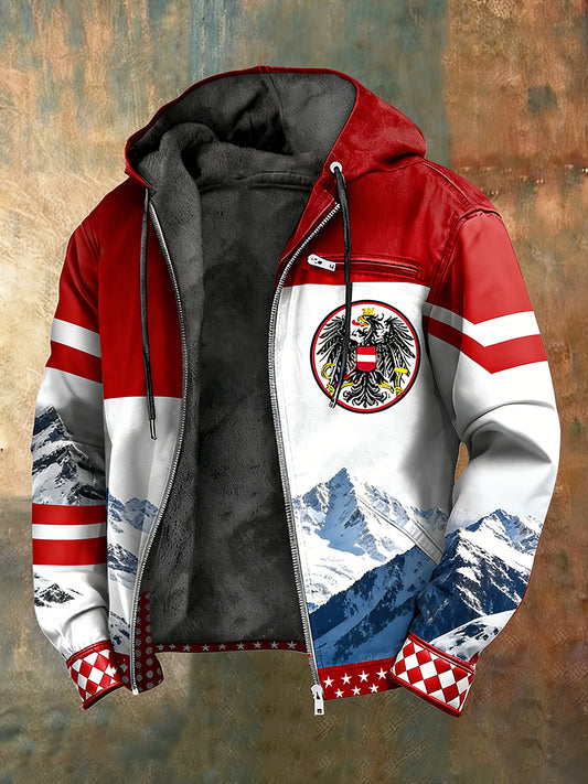 Herren Vintage Österreich ische Flagge Emblem Fleece-Ausgekleidet Kapuzen jacke