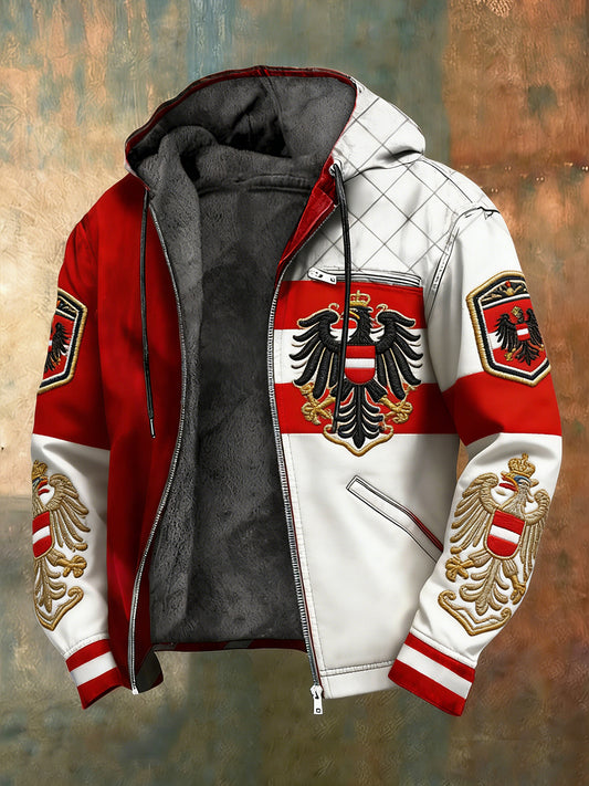Herren Vintage Österreich ische Flagge Emblem Fleece-Ausgekleidet Kapuzen jacke