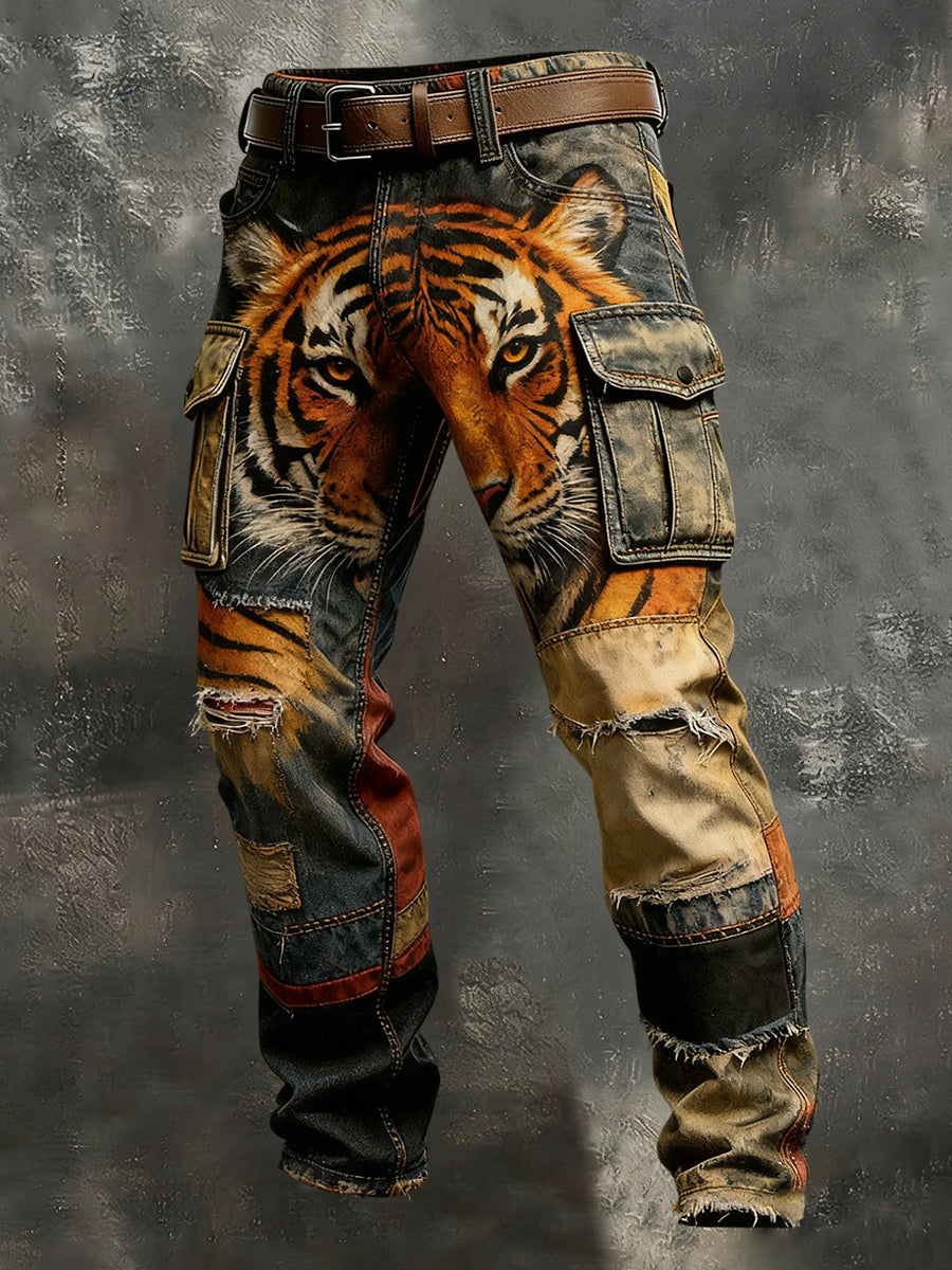 Herren Vintage Animal Print Art Business Casual Arbeits hosen