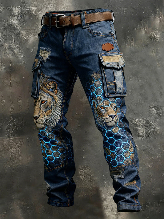 Herren Vintage Animal Print Art Business Casual Arbeits hosen