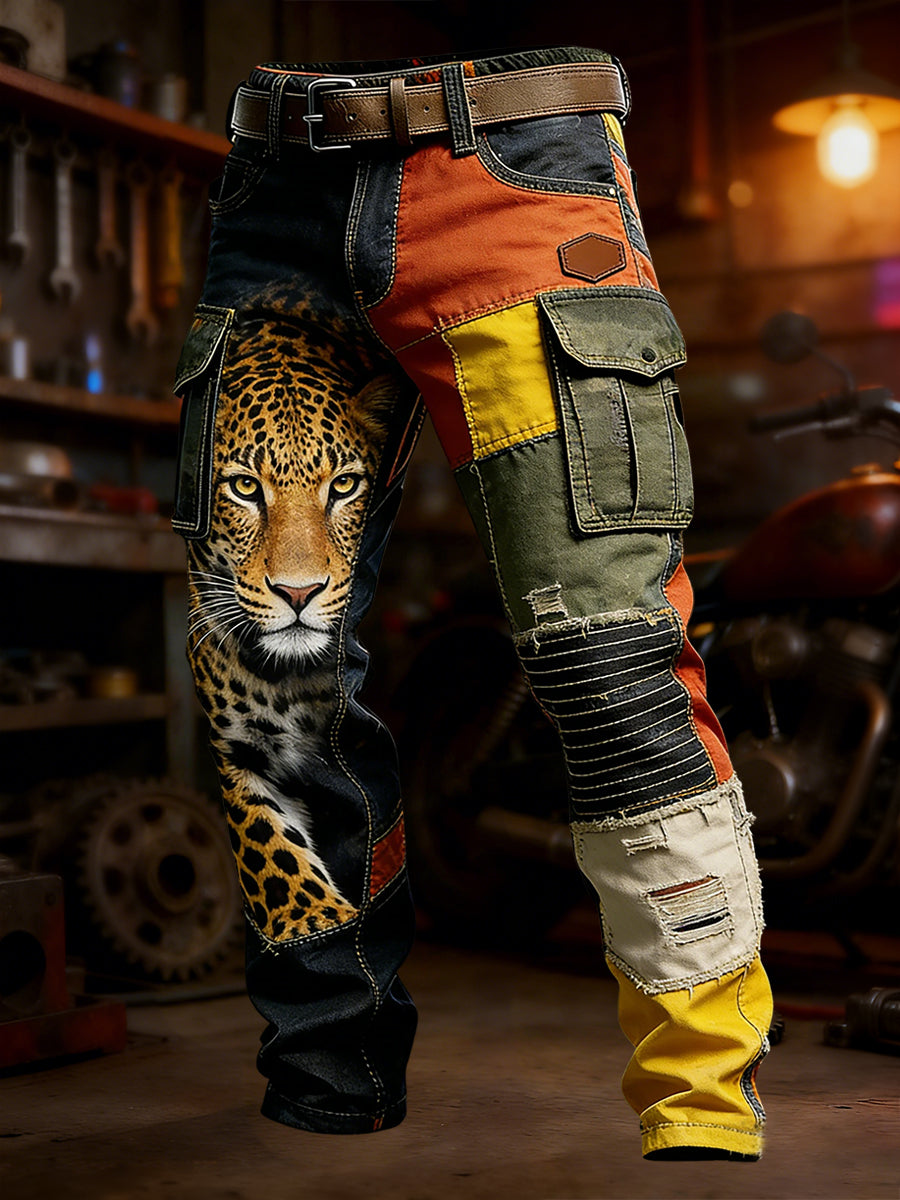 Herren Vintage Animal Print Art Business Casual Arbeits hosen