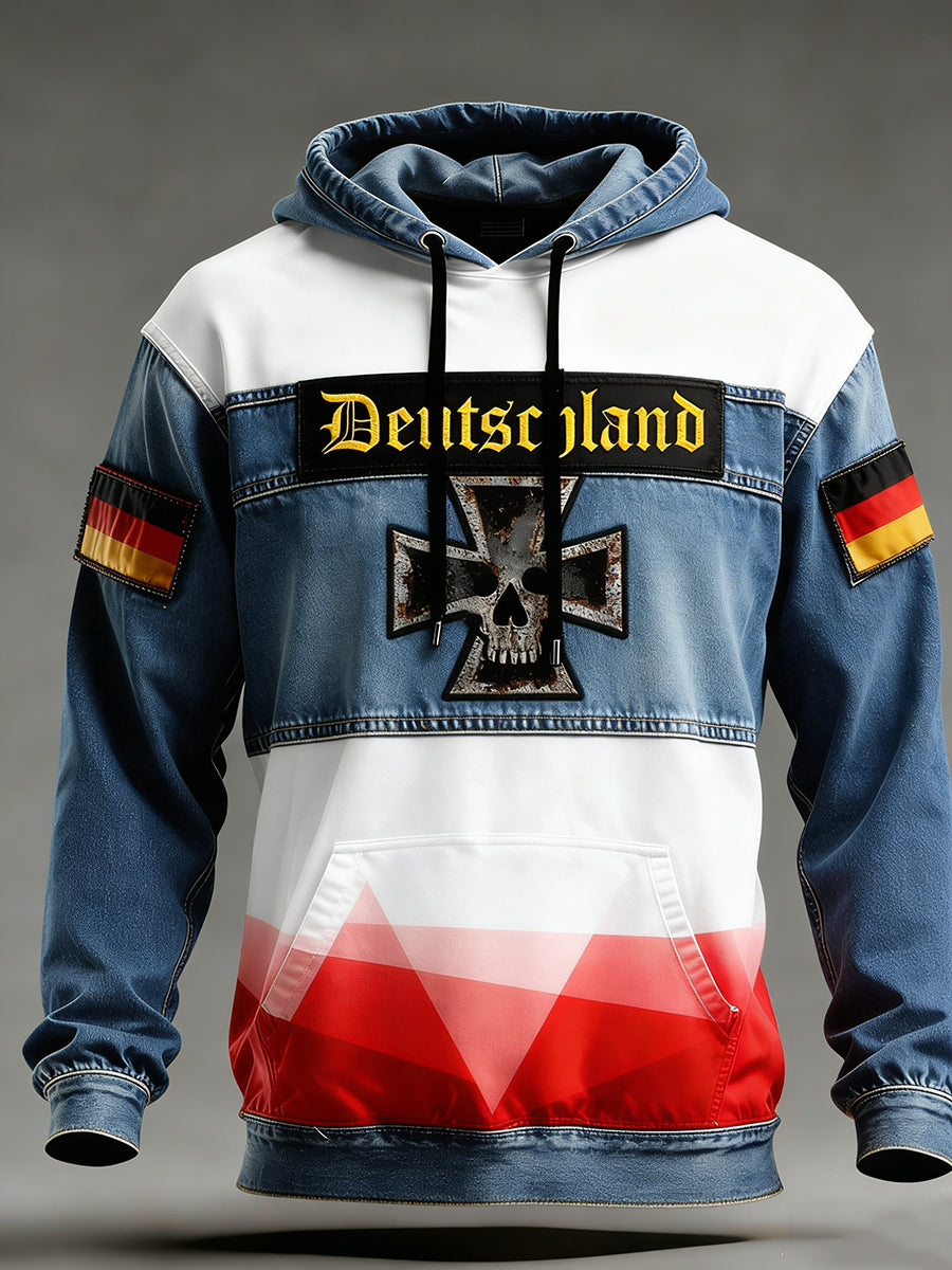 Herren Vintage Deutsche Flagge Kunstdruck Hoodie