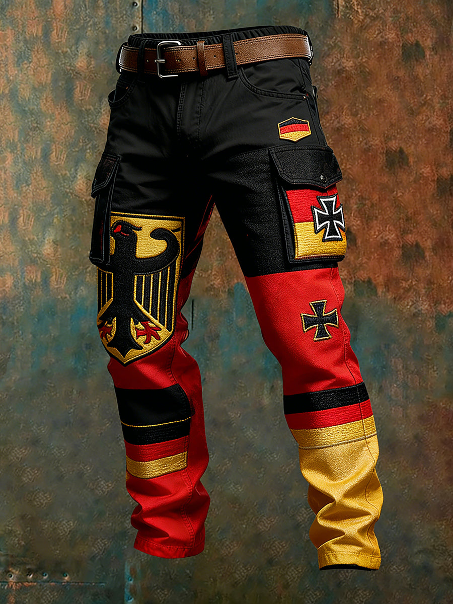 Herren Vintage Deutsche Flagge Print Freizeit-Cargo hosen