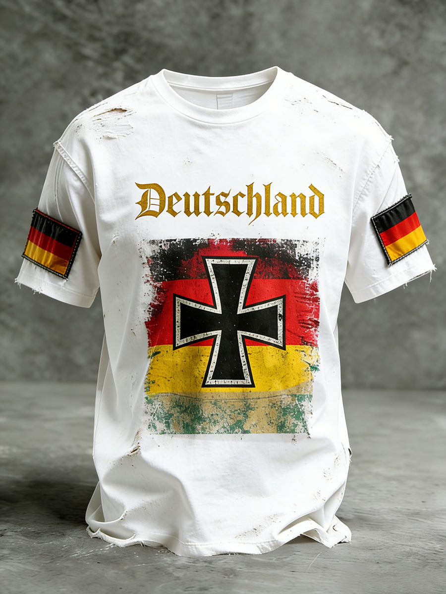 Herren Vintage T-Shirt mit deutscher Flagge im Casual-Style