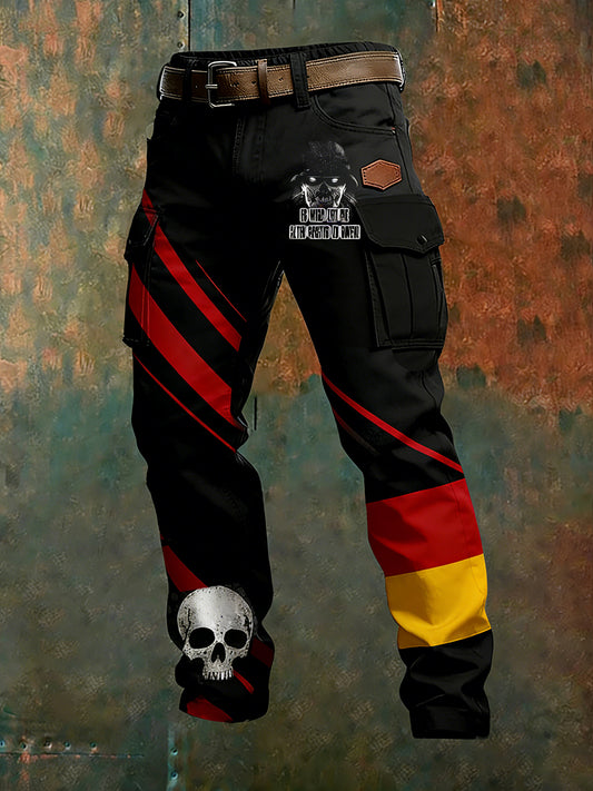 Herren-Cargo-Hose im Vintage-Stil mit deutscher Flagge