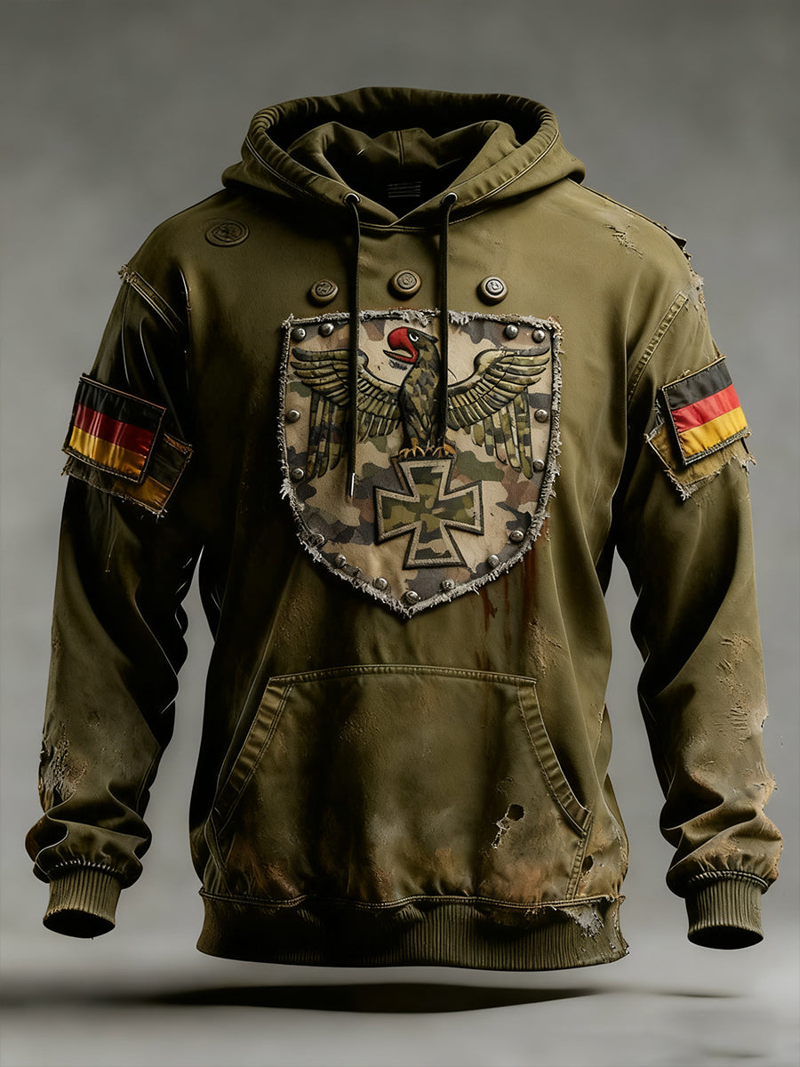 Herren Vintage Deutsche Flagge Kunstdruck Hoodie