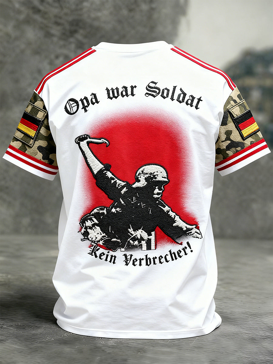 Herren Vintage deutsche Flagge Print Casual T-Shirt