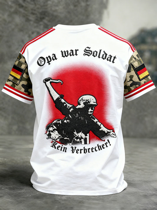 Herren Vintage deutsche Flagge Print Casual T-Shirt