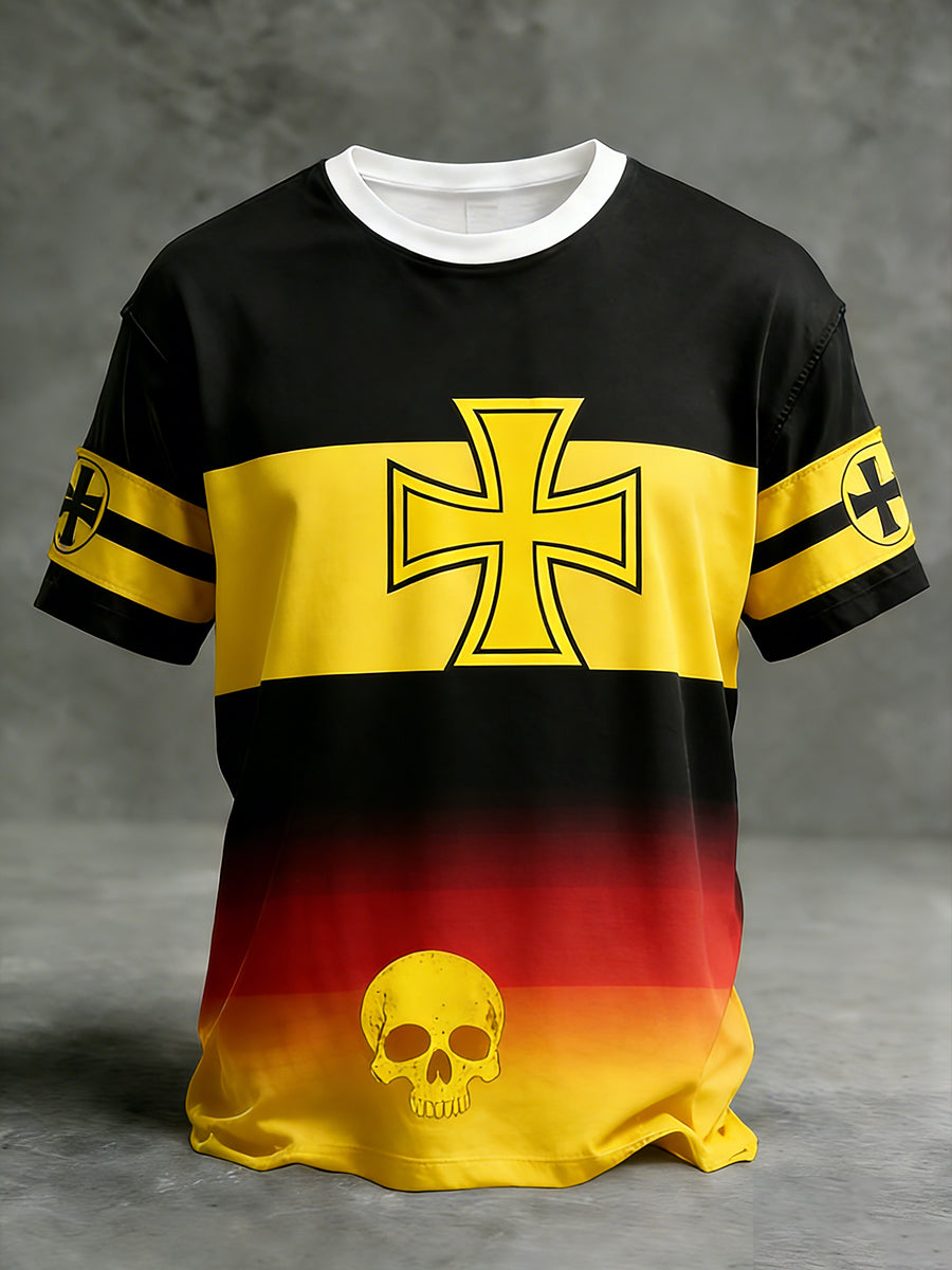 Herren Vintage deutsche Flagge Print Casual T-Shirt