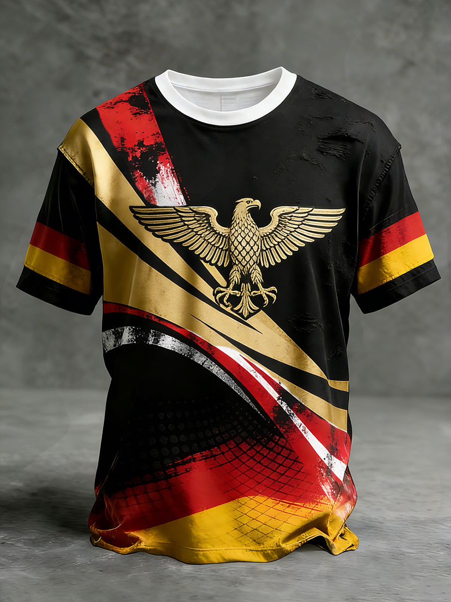 Herren Vintage deutsche Flagge Print Casual T-Shirt