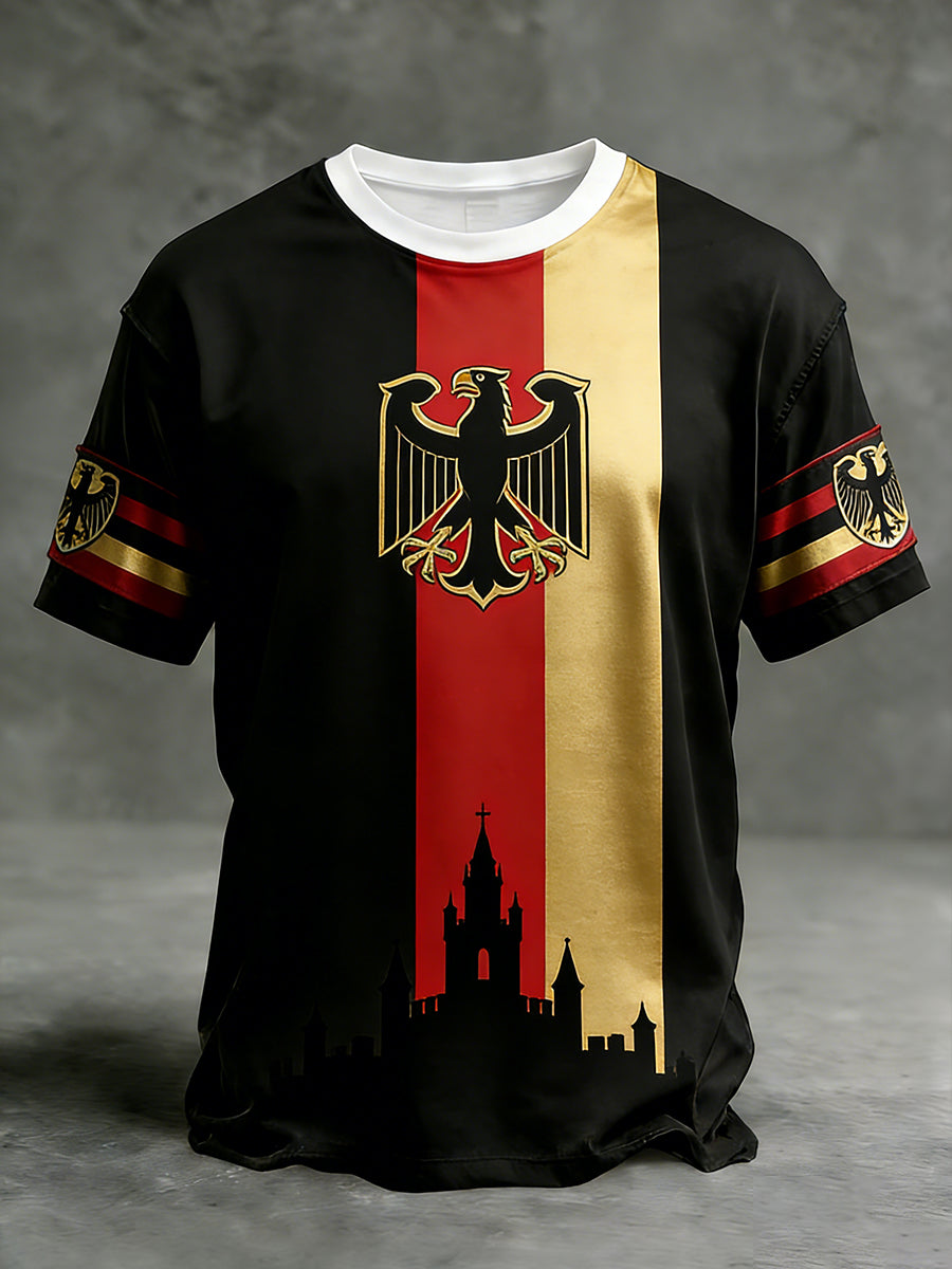 Herren Vintage deutsche Flagge Print Casual T-Shirt