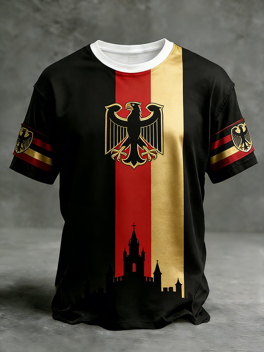 Herren Vintage deutsche Flagge Print Casual T-Shirt