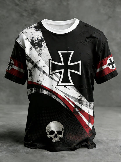 Herren Vintage deutsche Flagge Print Casual T-Shirt