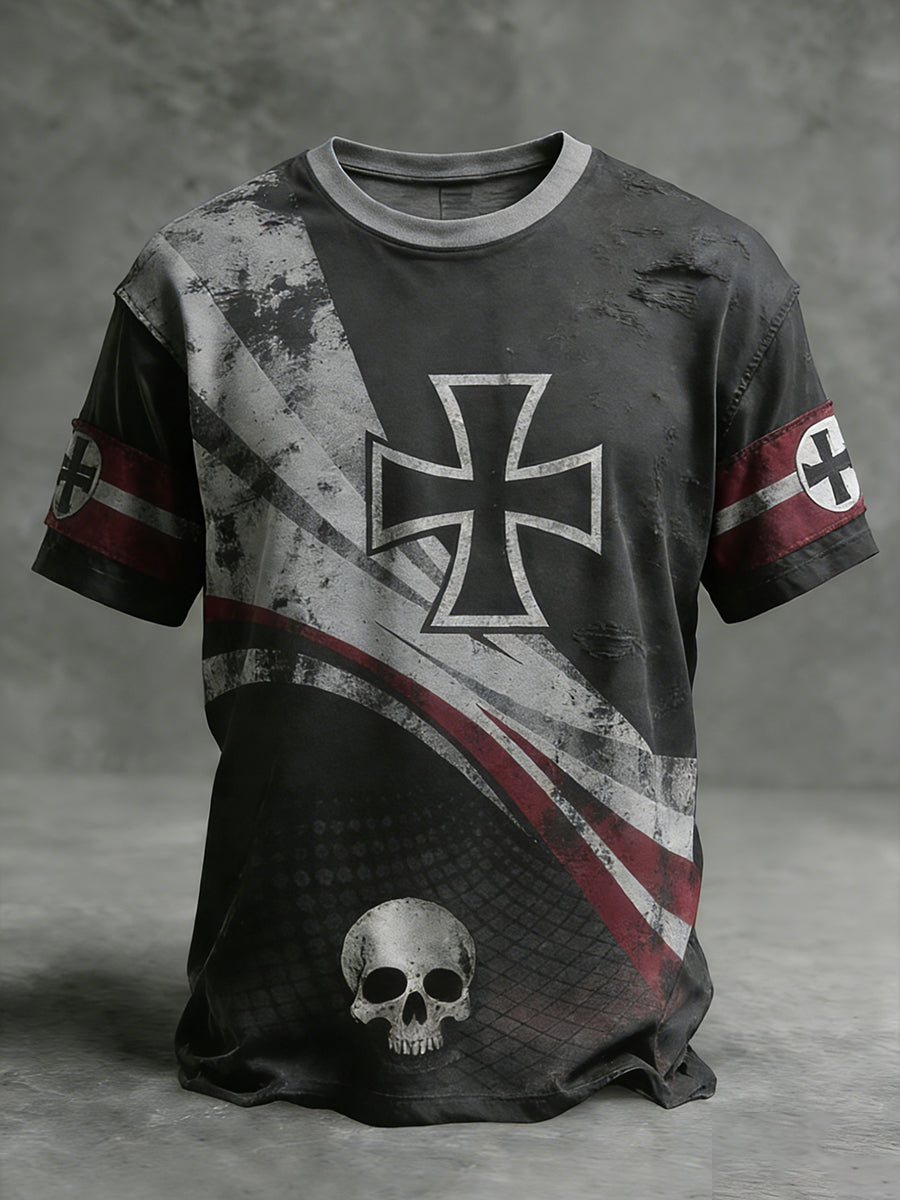 Herren Vintage deutsche Flagge Print Casual T-Shirt