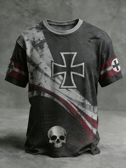 Herren Vintage deutsche Flagge Print Casual T-Shirt