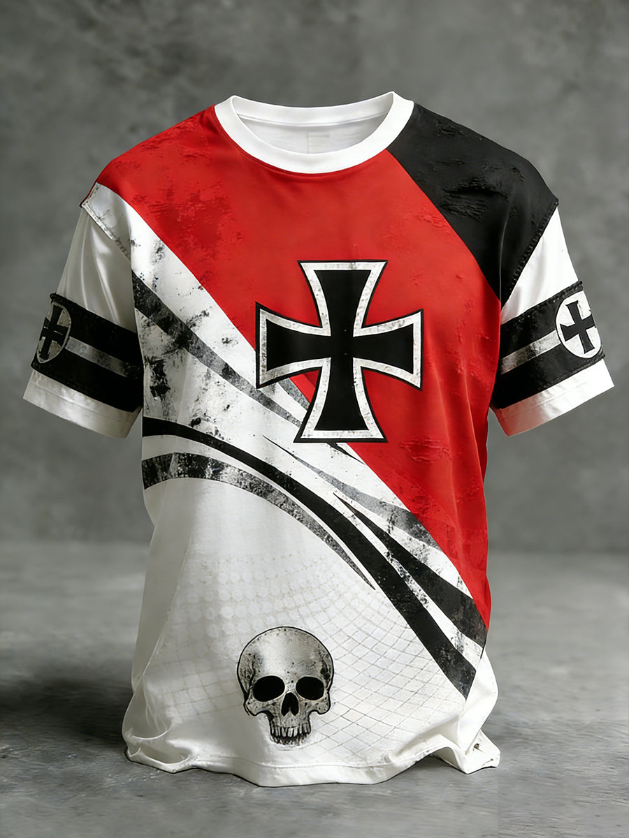 Herren Vintage deutsche Flagge Print Casual T-Shirt