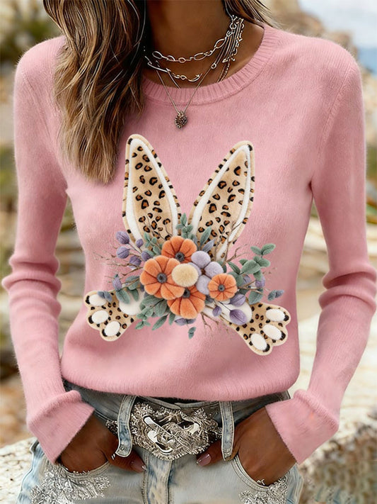 Damen Osterhase Print Casual Sweatshirt