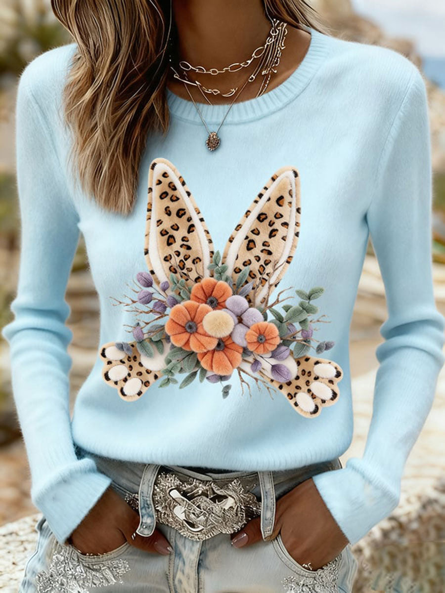 Damen Osterhase Print Casual Sweatshirt