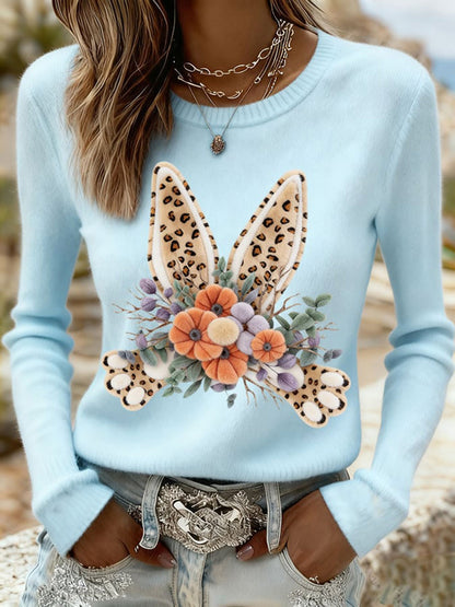Damen Osterhase Print Casual Sweatshirt