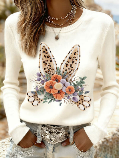 Damen Osterhase Print Casual Sweatshirt