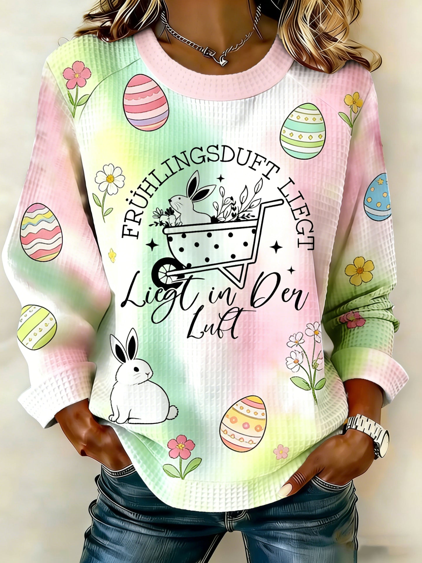 Damen-Oster druck-Patchwork-Top