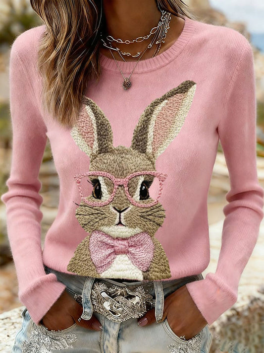 Damen Osterhase Print Casual Sweatshirt
