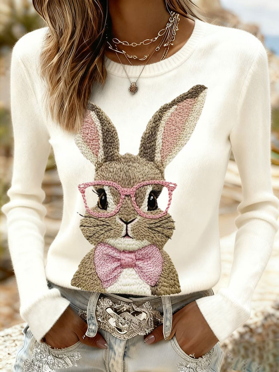 Damen Osterhase Print Casual Sweatshirt