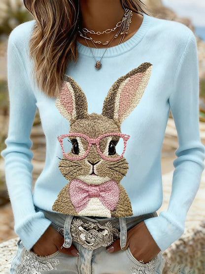 Damen Osterhase Print Casual Sweatshirt
