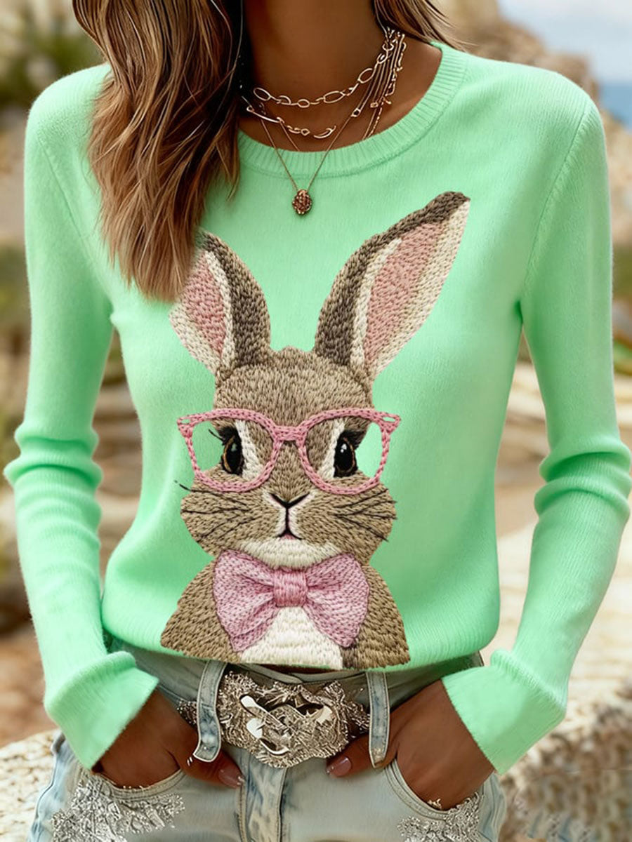 Damen Osterhase Print Casual Sweatshirt