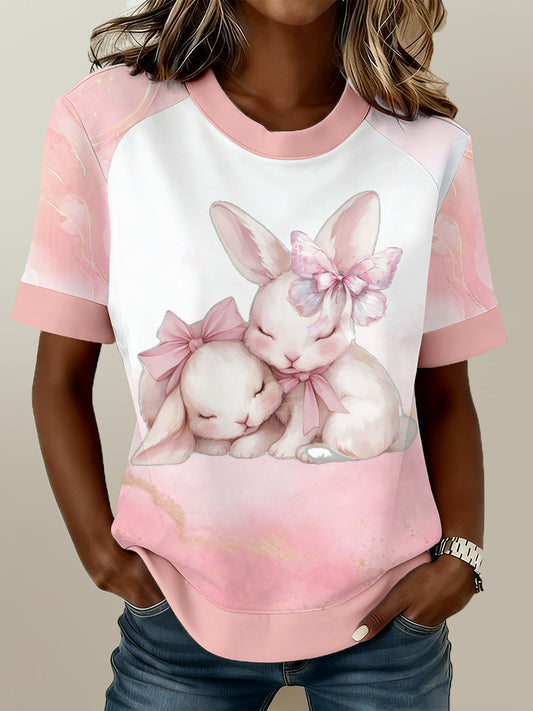 Frauen Osterhase Print T-Shirt